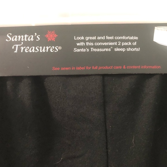 NWT, Santa’s Treasures, 2 pack sleep shorts Size XL, Christmas pug print & black - Picture 3 of 5